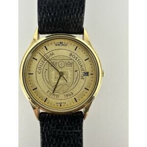 Boston College Seiko Watch Quartz Goldtone With Crest Alumni Graduation